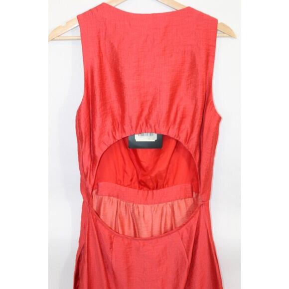 CYNTHIA ROWLEY Sz 8 Lava Red Sleeveless Sheath Dress Open Cutout Back NWT - Picture 4 of 8